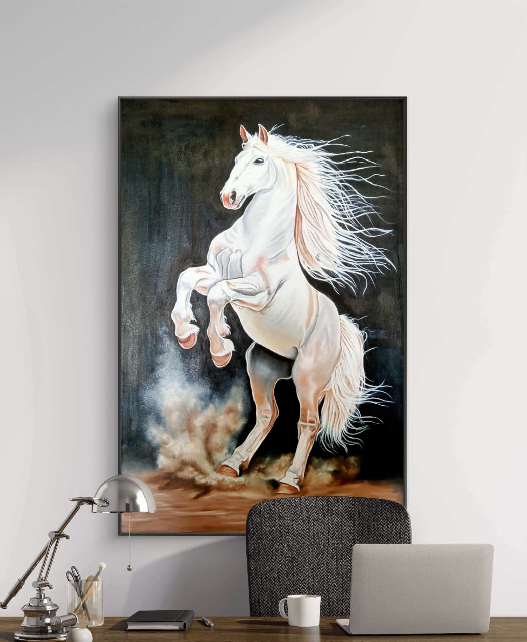 Majestic Spirit – Original Oil Painting on Canvas | White Horse Wall Art