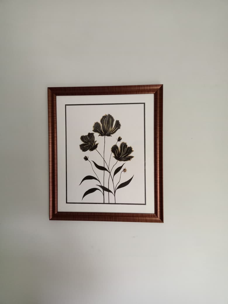 Hand painted floral artwork o n paper
