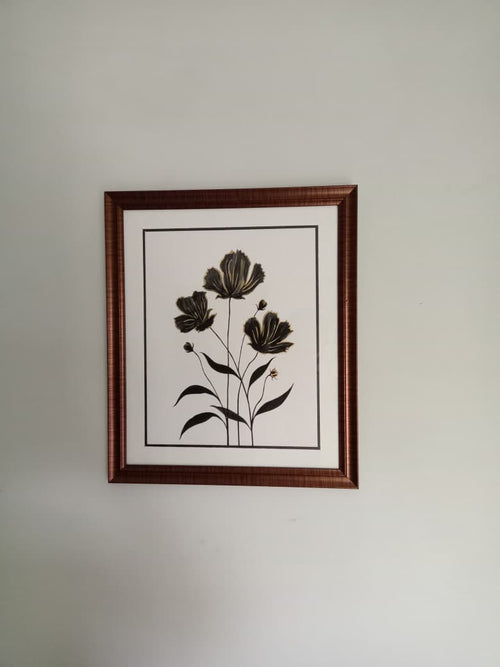 Hand painted floral artwork o n paper